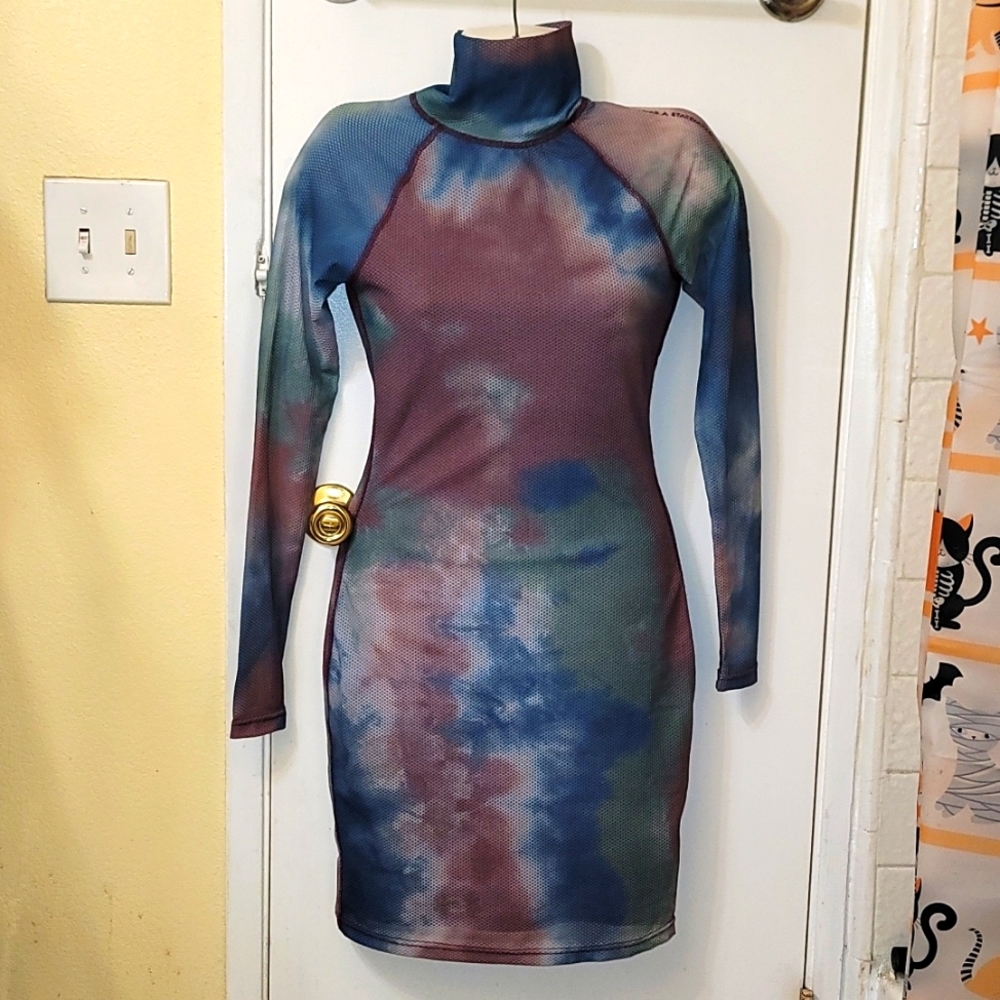 Lala Anthony bodycon dress tie dye long sleeve lined new logo